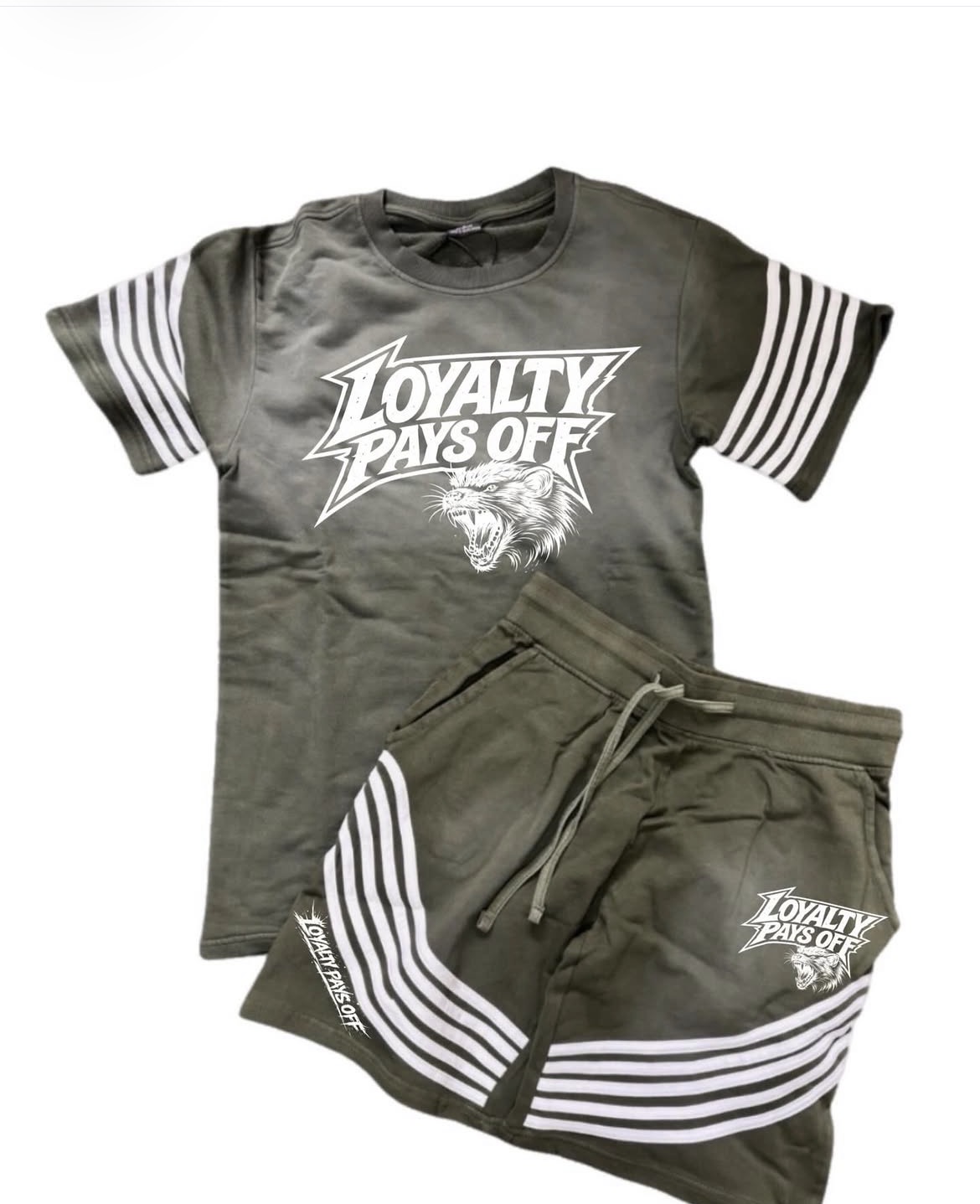 Tiger Stripe Tee & Short Set – Olive