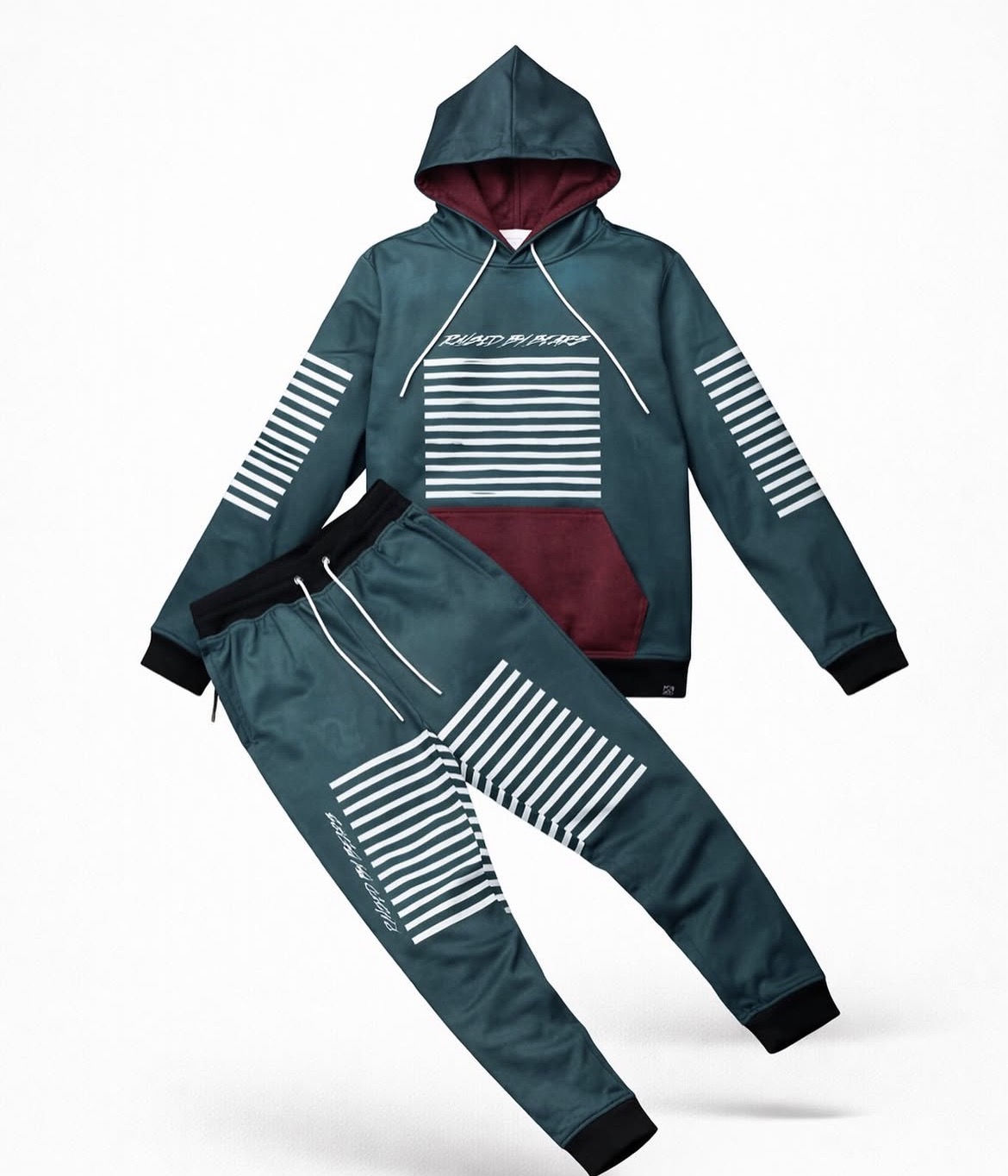 Stripe Hoodie & Jogger Tracksuit – Teal